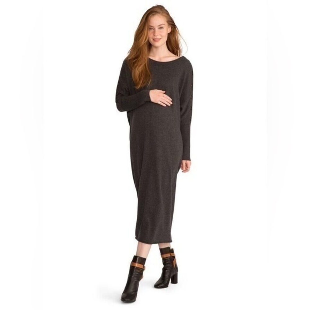 Hatch maternity the Lou merino wool cashmere charcoal gray sweater dress